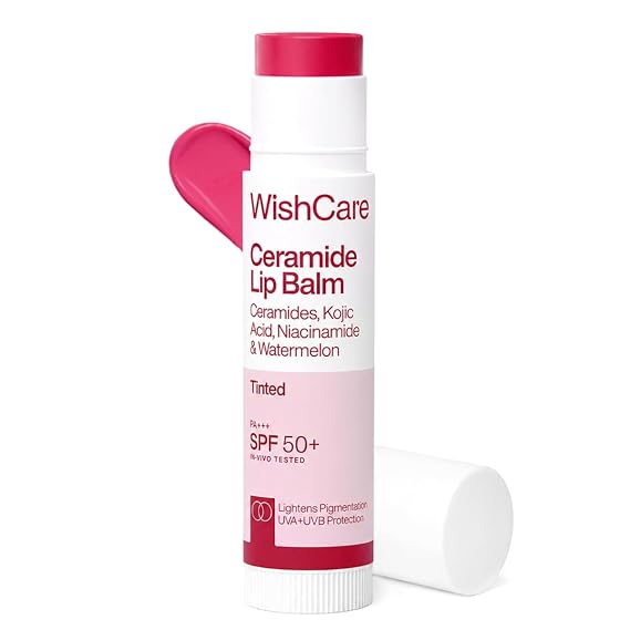 WishCare Tinted Lip Balm with SPF 50 PA+++ Enriched with Niacinamide, For Women, 5g