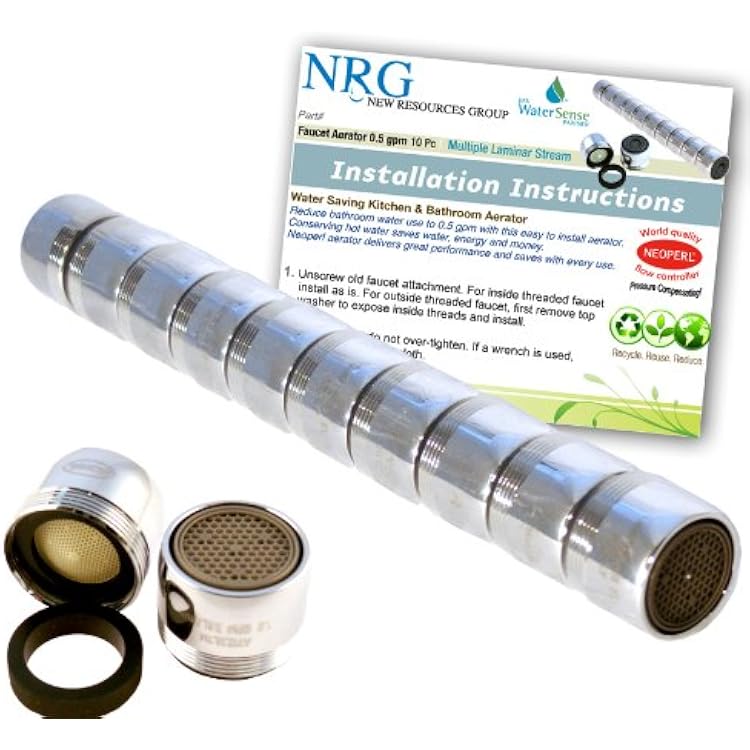10 Pc Lifesaver Pro-pack Faucet Aerators 1.0 Gpm Aerated Stream Non Pressure Compensating BathroomKitchen Water Saving