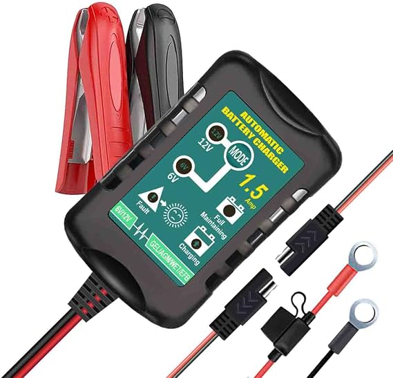 Generic Smart Car Battery Charger for Polaris All Models (Excl. Predator) ATV Battery - 6V/12V Selectable Output - Black