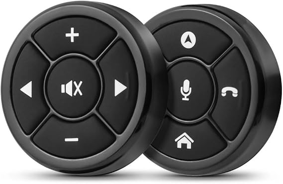 Multi-Function Steering Wheel Button for Android Navigation Wireless Control Volume ABS Black 2 Pack