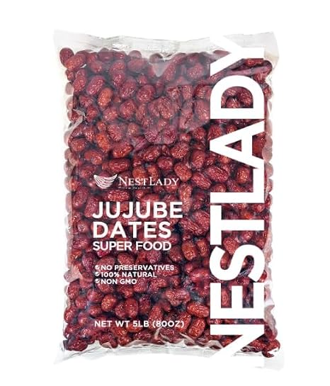 NESTLADY Premium Jujube Date, Chinese Red Date, (Hong Zao),Net weight: 5LB, 100% Natural, Improve sleep, Health Snack, Dried Fruit,Sweet and Chewy, Packed in USA