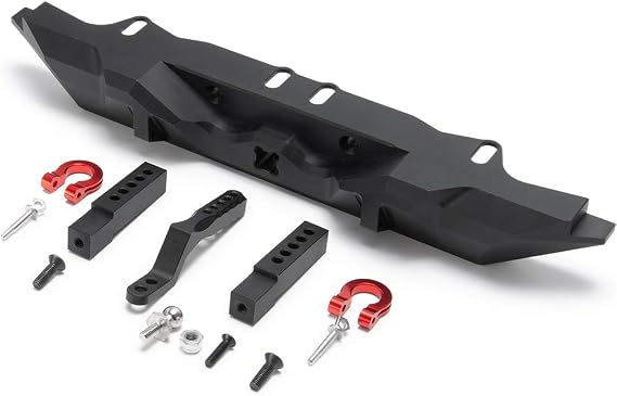 RCLions Aluminum Rear Bumper with Trailer Hitch 2pcs Red Shackles for TRX-4 T4 1/10th RC Crawler Car Upgrades Parts