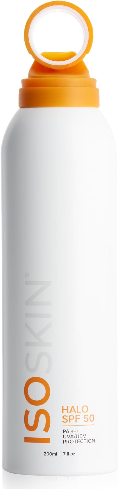 ISOCLEAN Isoskin Halo SPF 50 - with PA+++ UVA/UVB Protection, Can Be Worn Over Makeup, No White Cast, Sunscreen Face Mist, Aloe Vera Hydrating Formula, Water Resistant, Non-Stick, Dries in 60 Seconds