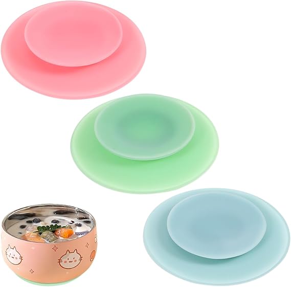 DOITOOL 3pcs Silicone Suction Plate Double Sided Suction Cups Silicone Utensil Rest Sucker Pads for Plate Silicone Grip Dish Suction Cup Plates Plate Bowl Fixing Pad Suction Pads