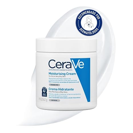 CeraVe Crema Hidratante para Rostro y Cuerpo, Idónea para Piel Seca a Muy Seca, Hidrata y Restaura la Barrera de la Piel, Enriquecida Con Ceramidas Esenciales y Ácido Hialurónico