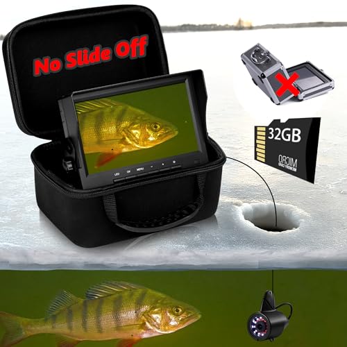 FishPRO Underwater Fishing Camera 7 1200TVL DVR-32GB wBracket [No Slide-Off] Ice Fishing Camera Underwater w12pcs IR12pcs LED, Portable Fish Finder for Lake Kayak Ice Fishing, 20m65ft
