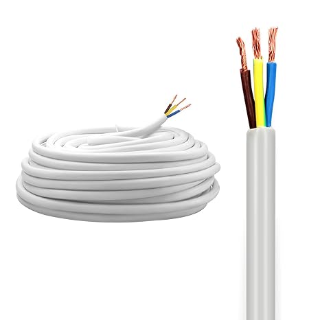 Flexible RVV Cable 3 Core, Copper Conductor, 0.752.5mm2, PVC Sheath, Flame Retardant, for Home Wiring & Electrical Devices(10ft,0.75mm2-3c)