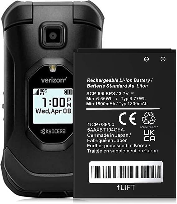 SHENMZ 1800mAh SCP-69LBPS Battery for Kyocera DuraXV LTE | High Capacity Replacement Battery Compatible with Kyocera DuraXV LTE E4610 DuraXV E4520 DuraXA E4510 DuraXE E4710