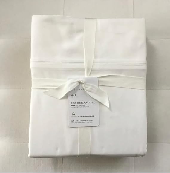 Pottery Barn 700 Thread Count King Sheet Set Sateen ~White