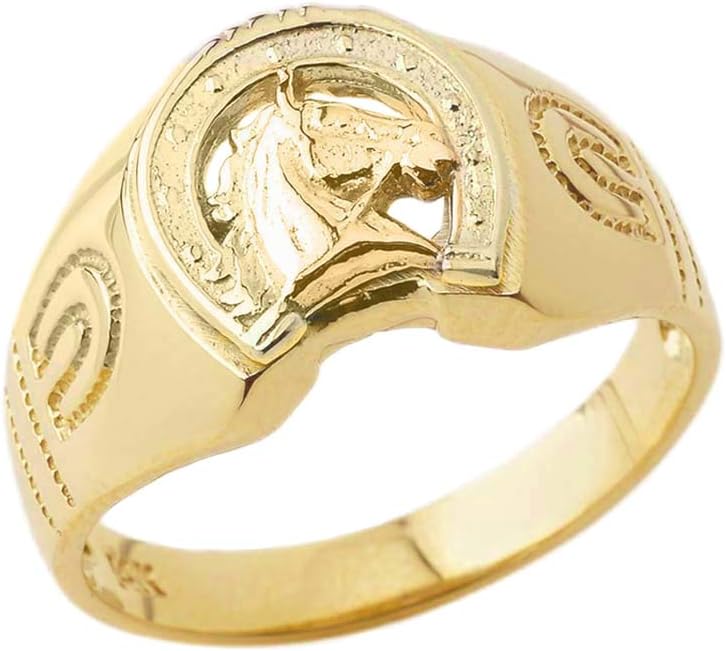 Unique 14k Yellow Gold Lucky Horseshoe Statement Ring