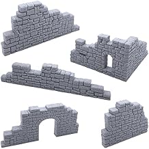 EnderToys Ruined Stone Walls Set B, Terrain Scenery for Tabletop 28mm Miniatures Wargame, 3D Printed and Paintable