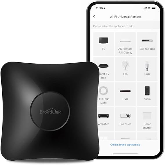 BroadLink RM4 Pro (2.4GHz Wi-Fi Only) IR and HF Universal Remote Control All-in-One Hub Code Learning Function for Smart Home (TV STB Air Conditioning Curtain Motor) Compatible with Alexa