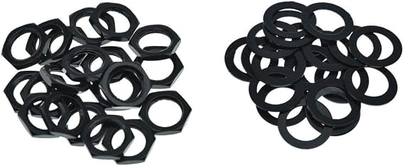 Dopro 20* Guitar Input/Output Jack Socket Nut and Washer - Metric Jack Nuts for Import Guitars - Black