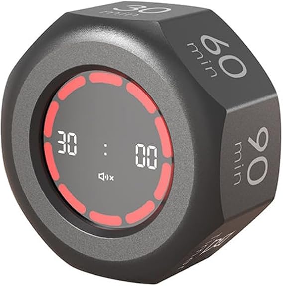 Multi-Hexagon Cube Timer 90-Minute Digital Timer Sensor with LED Screen 7 Set Time Management Tools