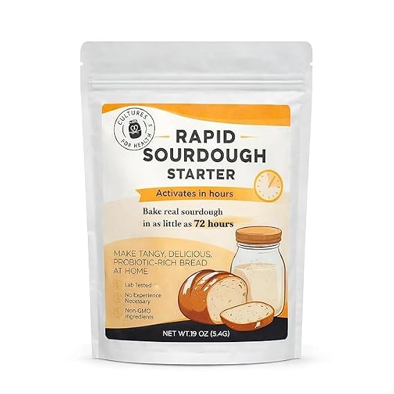 Cultures for Health Rapid Sourdough Starter - Bake Artisan Sourdough Bread in 72 Hours - Dehydrated Live Culture for Homemade Bread, Pizza Dough, Baking, Pancakes - Beginner Friendly Starter Culture