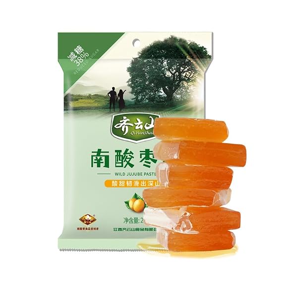 Chewy Sour Fruit Snack, Natural Southern Sour Jujube Fruit Bites, Sweet & Tart Fruit Candy, Individually Wrapped, Vegan, Rich in Vitamin C, Healthy Chinese Snack Candy, 208g/7.3oz(Low Sugar)