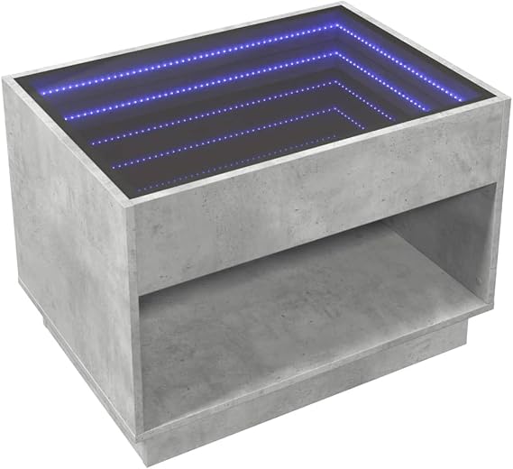 vidaXL Coffee Table with Infinity LED Concrete Grey 70x50x50 cm
