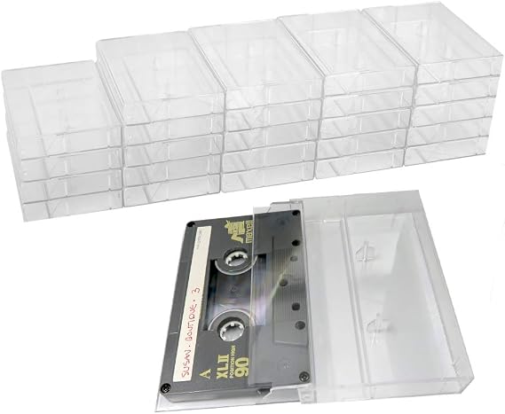 Evelots® Protective Clear Plastic Cassette Tape Storage Cases, 25 Pack