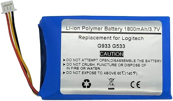 3.7V 1800mAh Replacement Battery for Logitech G933 G533 Wireless Headset,Compatible Battery Part Number:LOGITECH 533-000132.