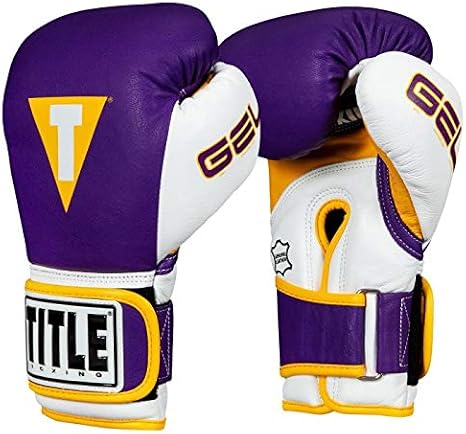 Title Boxing Gel World V2T Bag Gloves, Purple/White/Gold, Medium