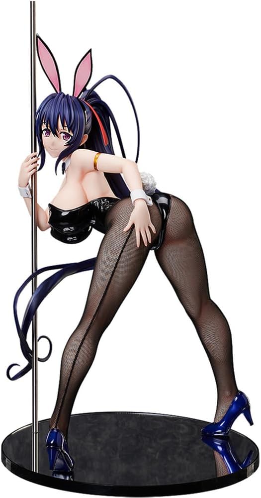 Original Painting Beauty Series Statue, 40CM Large Size Akeno Himejima Figure Black Silk Bunny Girl Figurine Standing Pose Model Anime Illustration Collection Gift