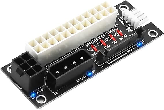 ADD2PSU Power Supply Connector 4 in 1 Molex 4Pin/SATA/ATX 6Pin/4Pin Dual PSU Multiple Power Supply Adapter, Synchronous Power Board, Add 2PSU with Power LED