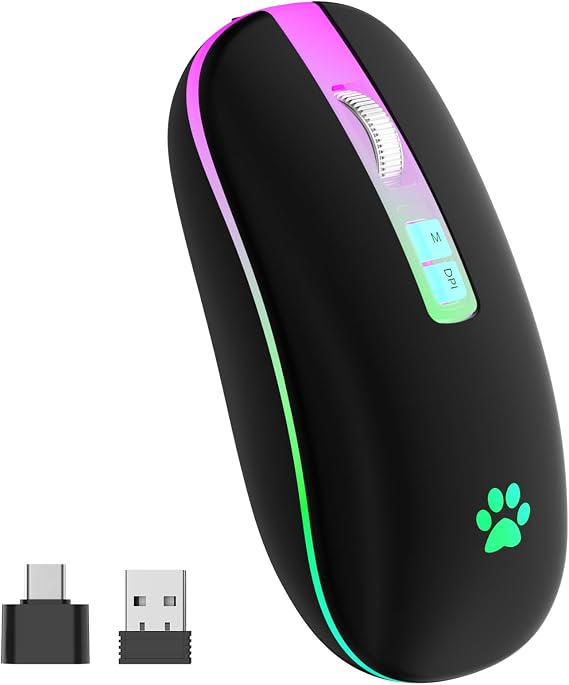 KARFUN Kablosuz Fare, 2.4G Şarj Edilebilir Kablosuz Fare, Arkadan Aydınlatmalı LED Taşınabilir İnce Bilgisayar Faresi, Dizüstü Bilgisayar, Bilgisayar, MacBook, iPad, Chromebook, Dizüstü Bilgisayar