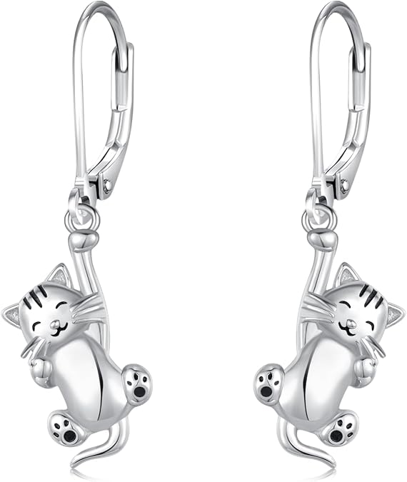 925 Sterling Silver Cat Earrings Cute Animal Kitten Stud Earrings cat Jewelry Gifts for Women Girls Hypoallergenic Earrings for Sensitive Ears