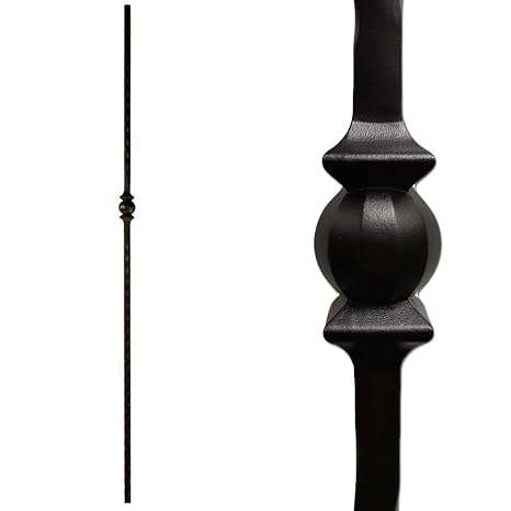 Single Forged Ball/Sphere Hammered Metal Balusters (10-Pack) Hollow 9/16" (Real Satin Black not Matte or Flat Color) Tuscan Style Iron Balusters