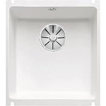 BLANCO SUBLINE 375-U | Ceramic in Glossy Crystal White | Installation Type: undermount Installation | for 45 cm Wide Base cabinets | Spacious Bowl Volume | Easy-Care Surface | [41.4x45.6x20 cm]
