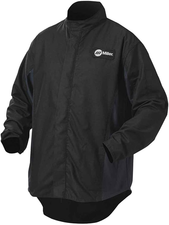Welding Jacket, L, 30", Black/Navy