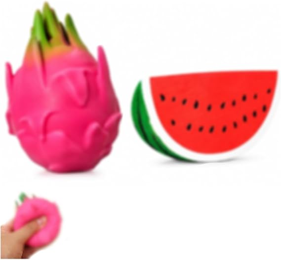 2Pcs Giant Fruit Set Dragon and Watermelon, Jumbo Two-Piece for Desk Use