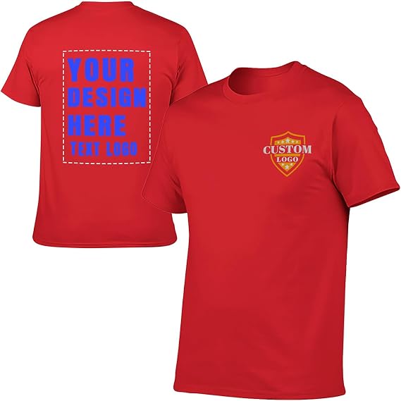 Custom T Shirts Men Personalized Front Back Print T Shirts with Your Text Logo Image Cotton