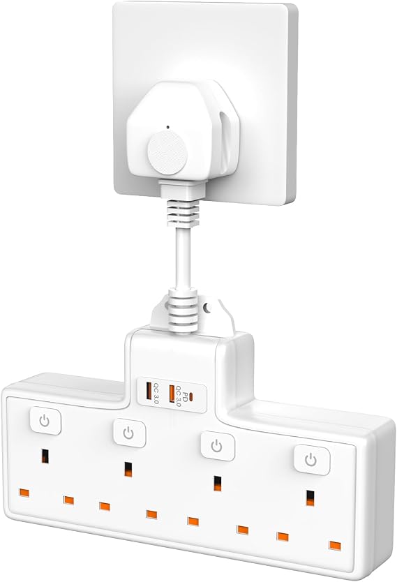 Multi Plug Adaptor, 4 Way Plug Adapter Extension Socket