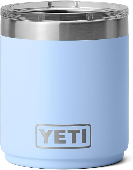 YETI Rambler 10 oz Stackable Lowball 2.0, Vacuum Insulated, Stainless Steel with MagSlider Lid, Big Sky Blue