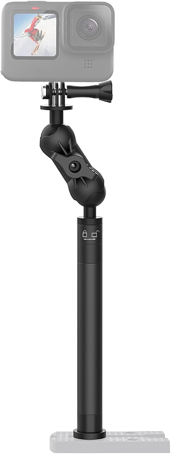 29" Adjustable Kayak Camera Mount with Infinitely Extendable Stand, Kayak Sports Camera Mounting Compatible with GoPro and 1/4" Threaded Cameras