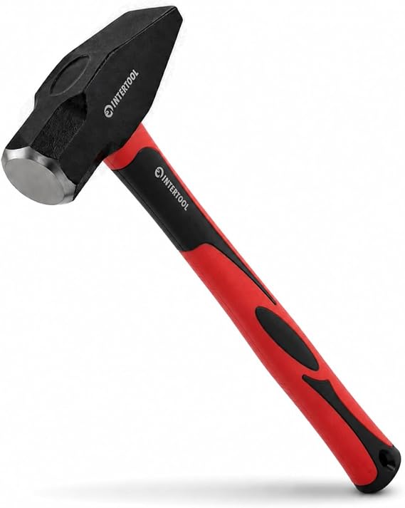 INTERTOOL Black Smiths Hammer | 40 oz (2.5 lbs) Metal Working Tool with Shock Absorbing Anti-Slip Fiberglass Handle HT08-0251