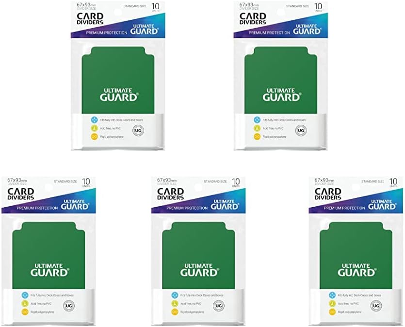 5 Packs Ultimate Guard Green Card Dividers 10 Standard Size Value Bundle