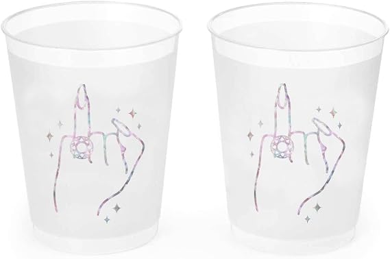 xo, Fetti Bachelorette Party Ring Finger Reusable Cups - 16 Frost Flex Cups | Bach Party Drinkware, Cute Bridal Shower Supplies, Engagement Reusable Cups, Bride To Be Decorations, Bridesmaids Favors