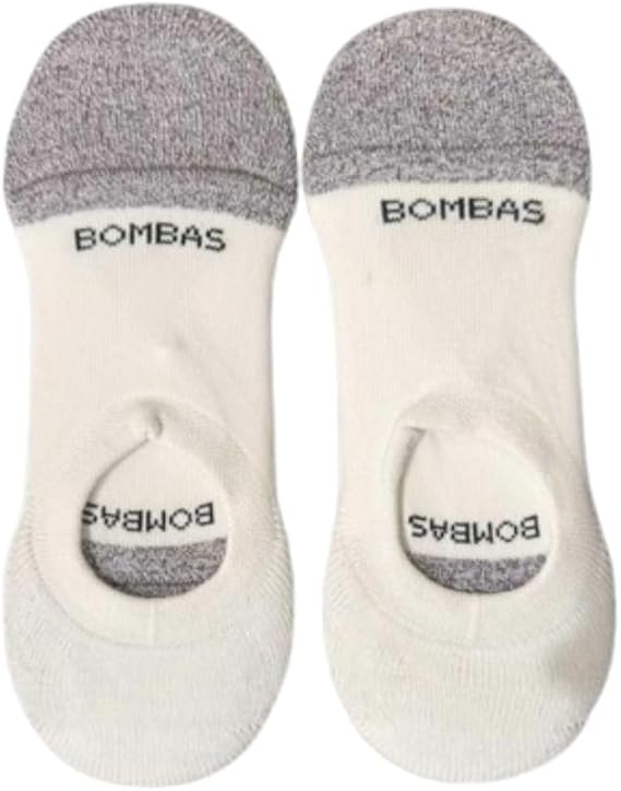 2 PACK Bombas Womens Cushioned No Show Socks,(White,Medium)