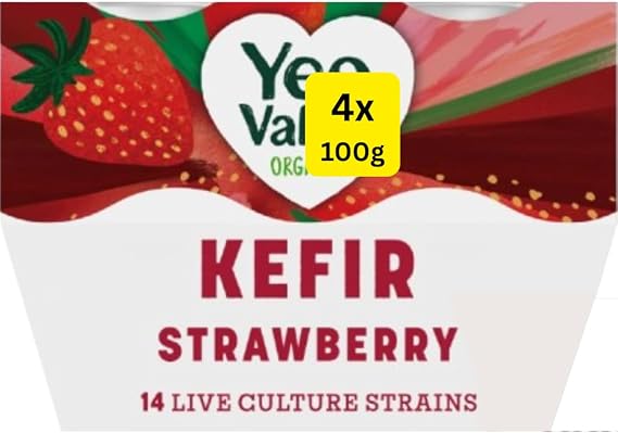 Org Strawberry Kefir Yogurt YeoValleys (4x100g)