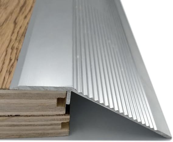 Floor Transition Strip Aluminum, Cuttable Threshold Ramp Drop High 10-50mm, Carpet/Wood/Tile Threshold Reducer, Seam Binder Entry Ramp(Silver)