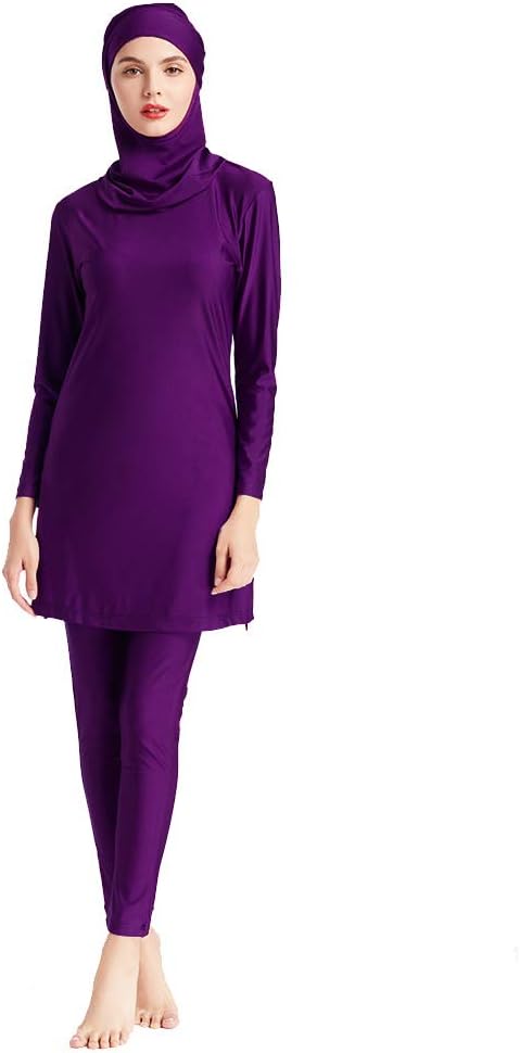 YEESAM Muslim Swimsuits for Women Girls Solid Color Plus Size Full Coverage Swimsuit Islamic Modest Bathing Suits Burkini