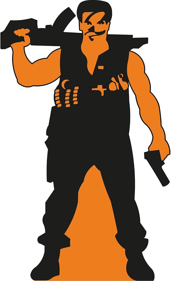 SP13089 1985 Retro Action Movie Commando Man Silhouete Cardboard Cutout Standee Standup