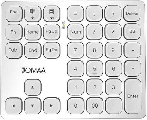 36 Keys Bluetooth Numeric keypad Portable Mini Financial Accounting Rechargeable Number pad Ultra-Silent for iPad Laptop,Mac, iMac, Tablet, PC and Desktop (Silver)