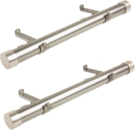Rod Desyne 3,8 cm Yan Perde Çubuğu, 30,48-50,8 cm (2'li Set), Saten Nikel