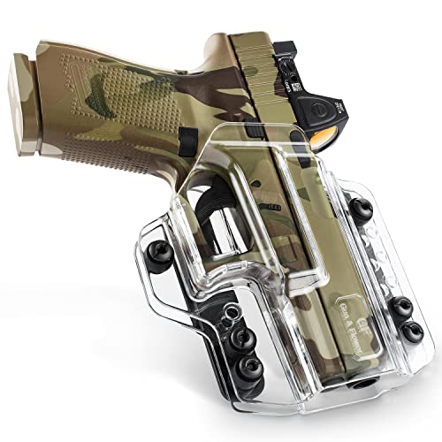 OWB&IWB Convertible Clear Holster,Fit 5-Inch 1911 | G19 G17 G22 G23 G31 G32 G45|G43 G43X|Sig P365, P365 XL,P365 SAS|Taurus G3C G2C PT111 PT140|S&W MP Shield 9mm.40 M2.0, Adj. Ride Height Retention