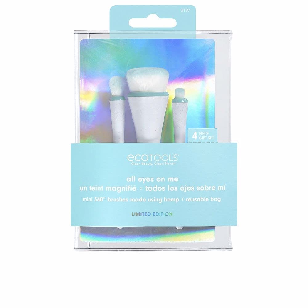 EcoTools Limited Edition All Eyes on Me Makeup Brush Holiday Kit, Stocking Stuffer, Premium Makeup Brushes, Travel Sized Mini Brushes, 5 Piece Gift Set