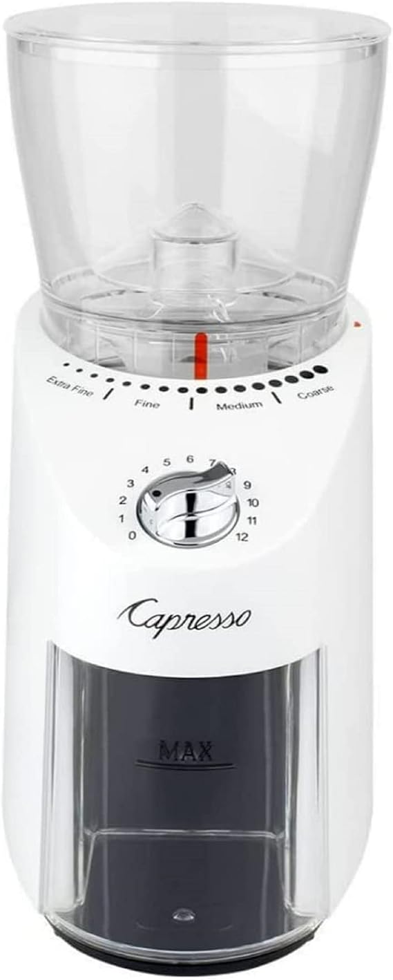 Capresso Infinity Plus Conical Burr Grinder Shiny White