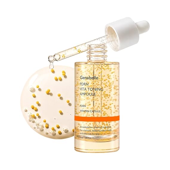 Genabelle PDRN Vitamin C Serum Toning Ampoule JUMBO SIZE - Lightweight Glass Skin,korean skin care with Vitamin B, C, E, PDRN, Serum for Blemishes, Fine Lines and Rough Skin Texture, 2.36 fl oz